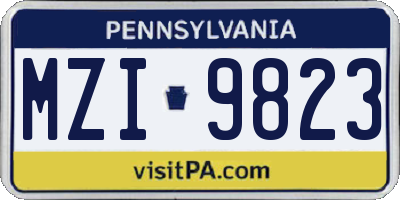 PA license plate MZI9823