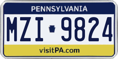 PA license plate MZI9824