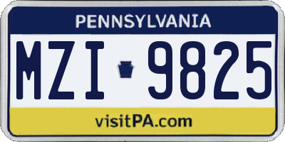PA license plate MZI9825