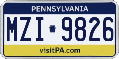 PA license plate MZI9826