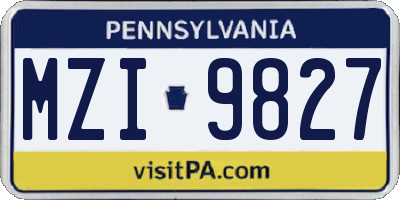 PA license plate MZI9827