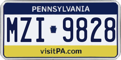 PA license plate MZI9828