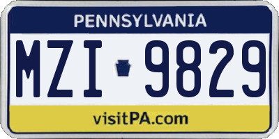 PA license plate MZI9829