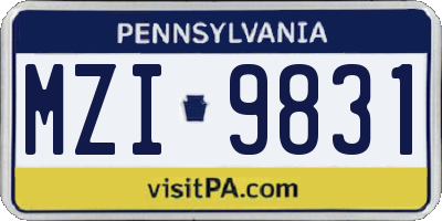 PA license plate MZI9831