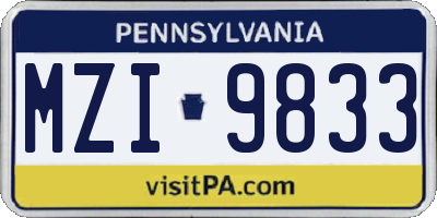 PA license plate MZI9833