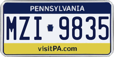 PA license plate MZI9835