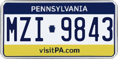 PA license plate MZI9843