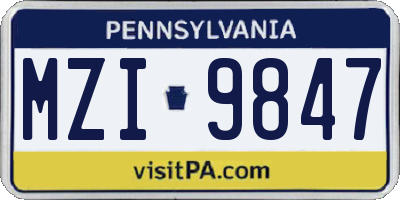 PA license plate MZI9847