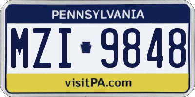 PA license plate MZI9848
