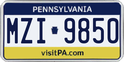 PA license plate MZI9850
