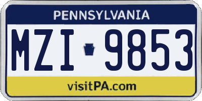 PA license plate MZI9853