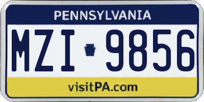 PA license plate MZI9856