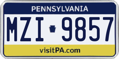 PA license plate MZI9857