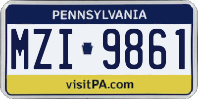 PA license plate MZI9861