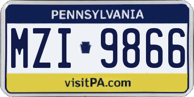 PA license plate MZI9866