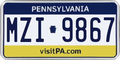 PA license plate MZI9867