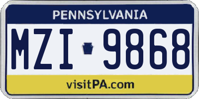 PA license plate MZI9868