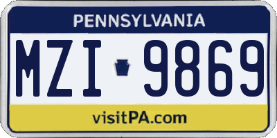 PA license plate MZI9869