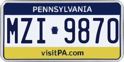 PA license plate MZI9870