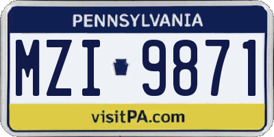 PA license plate MZI9871