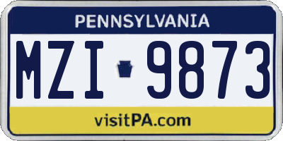 PA license plate MZI9873