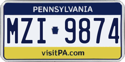 PA license plate MZI9874