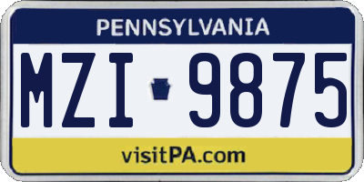 PA license plate MZI9875