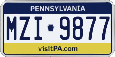 PA license plate MZI9877
