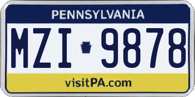 PA license plate MZI9878