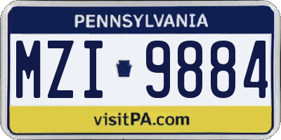 PA license plate MZI9884