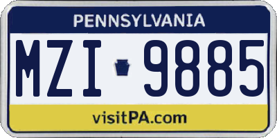 PA license plate MZI9885