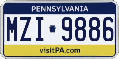PA license plate MZI9886