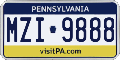 PA license plate MZI9888
