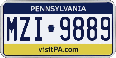 PA license plate MZI9889