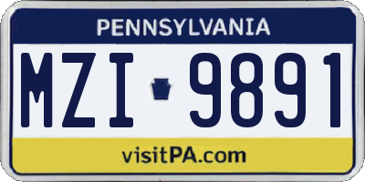 PA license plate MZI9891
