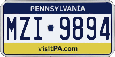 PA license plate MZI9894