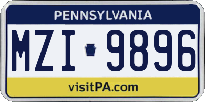 PA license plate MZI9896