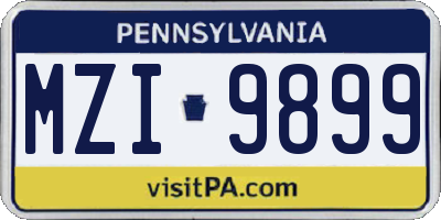 PA license plate MZI9899