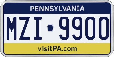 PA license plate MZI9900