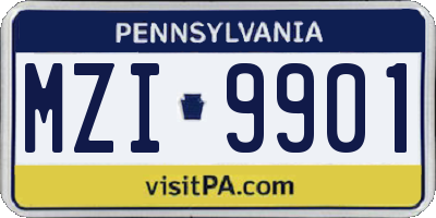 PA license plate MZI9901