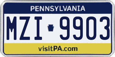 PA license plate MZI9903