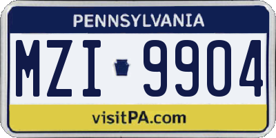 PA license plate MZI9904