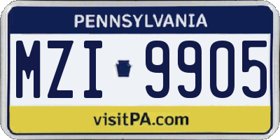PA license plate MZI9905