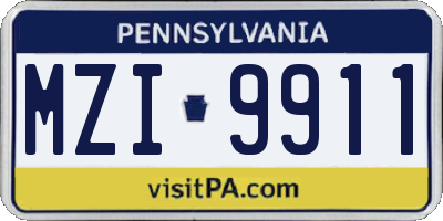 PA license plate MZI9911