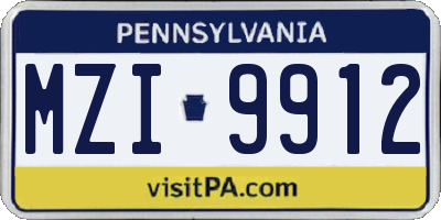 PA license plate MZI9912