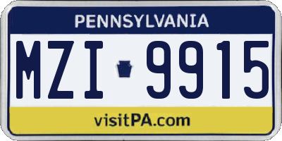 PA license plate MZI9915