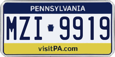 PA license plate MZI9919