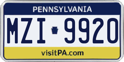 PA license plate MZI9920