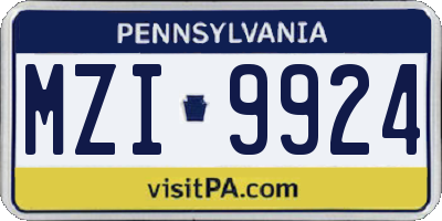 PA license plate MZI9924