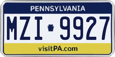 PA license plate MZI9927